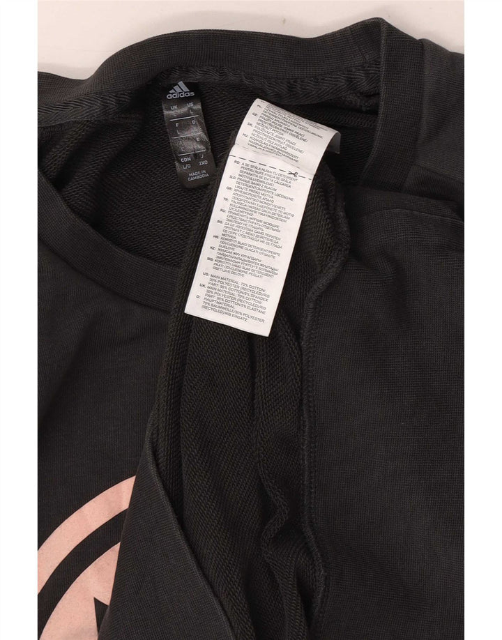 Felpa Adidas da uomo con vestibilità regolare grafica, maglione grande, cotone grigio