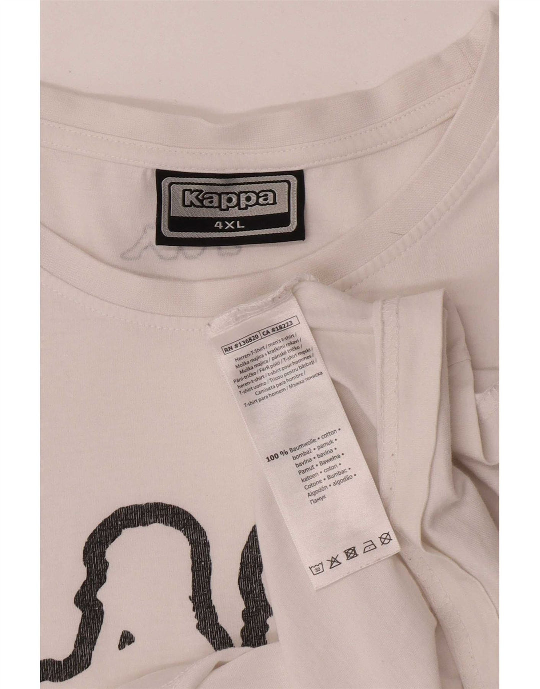 T-shirt grafica da uomo Kappa Top 4XL cotone bianco