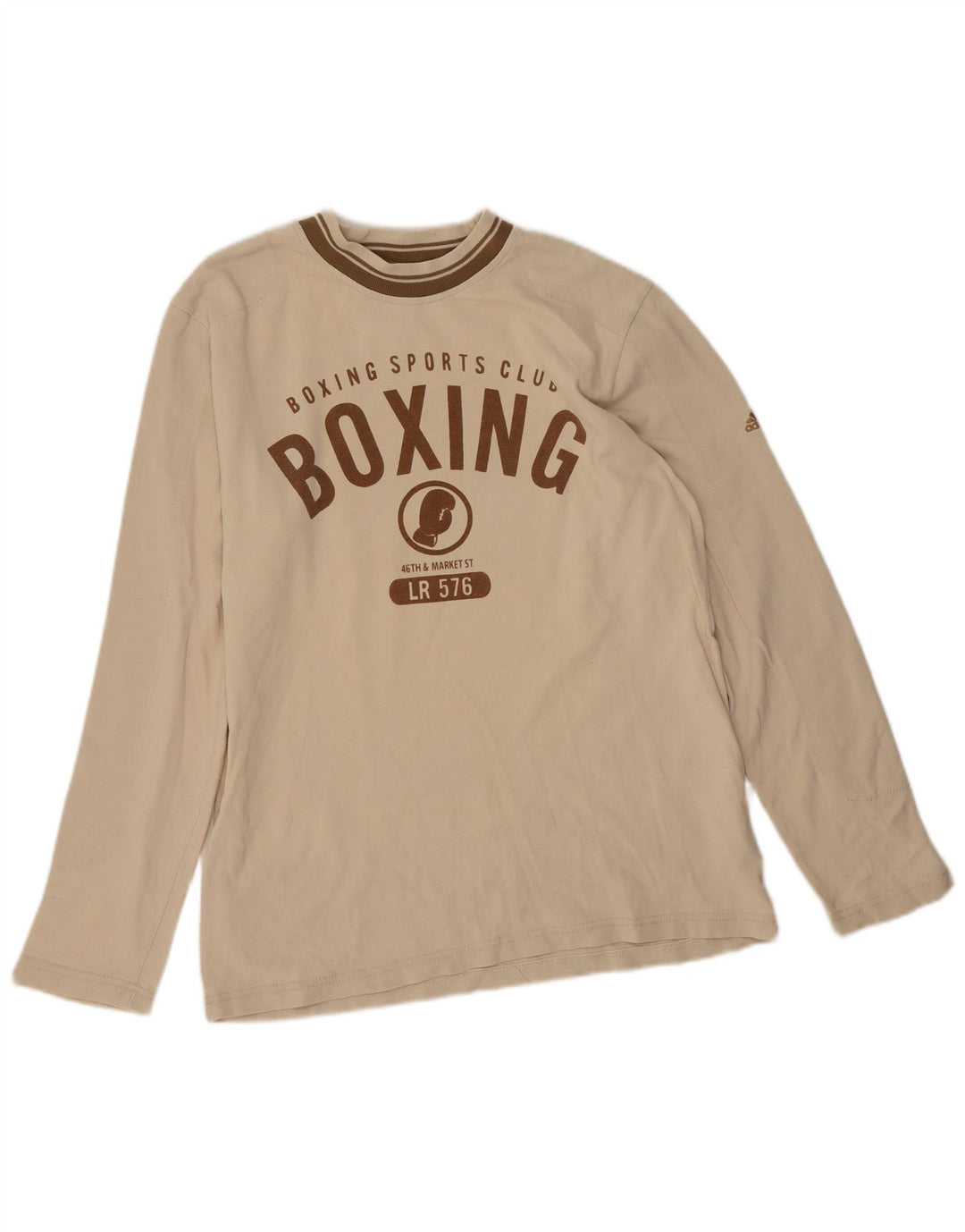 Adidas Maglietta grafica da uomo a maniche lunghe piccola in cotone color block beige