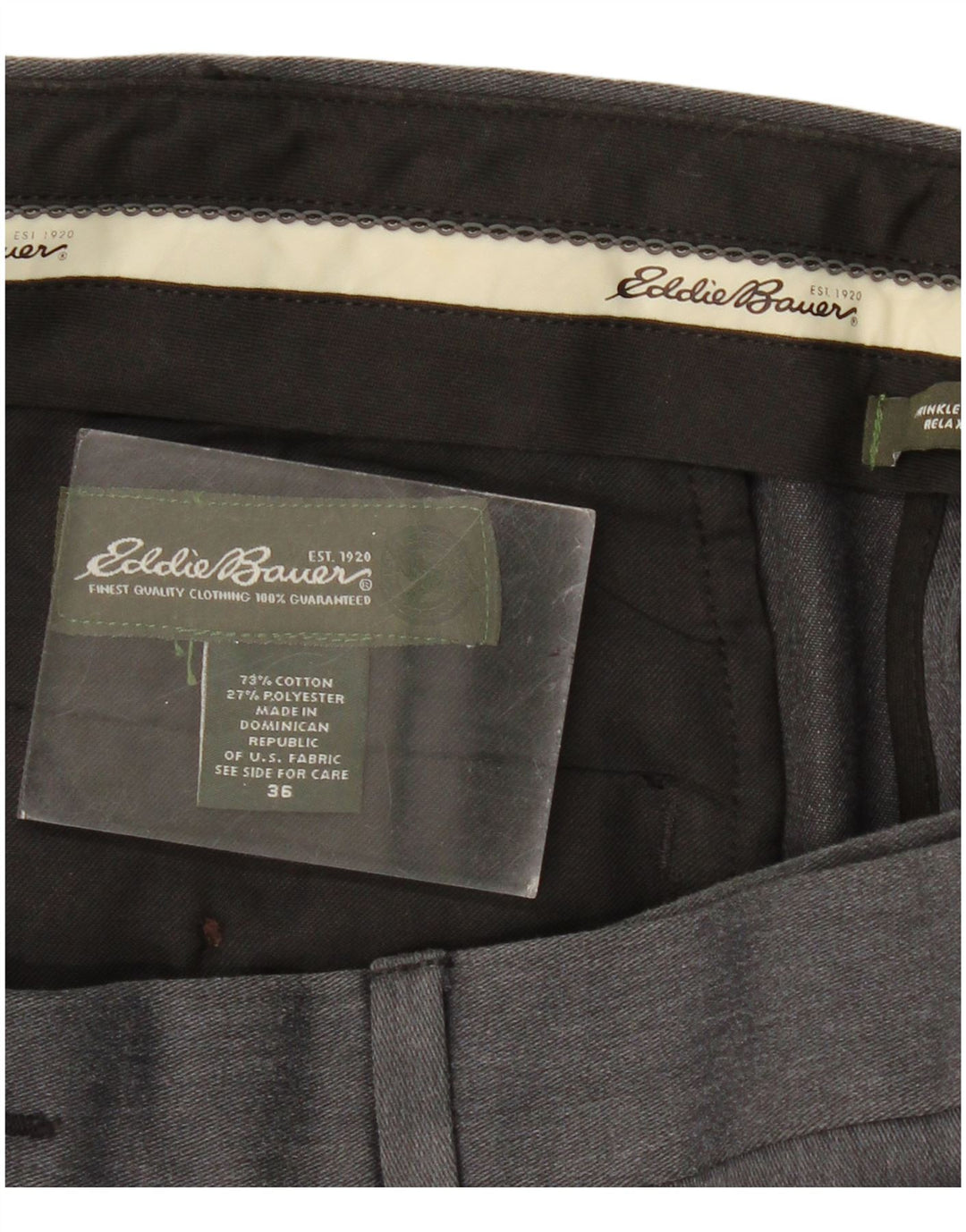 Pantaloni chino con pegging da uomo Eddie Bauer W36 L31 classici grigi