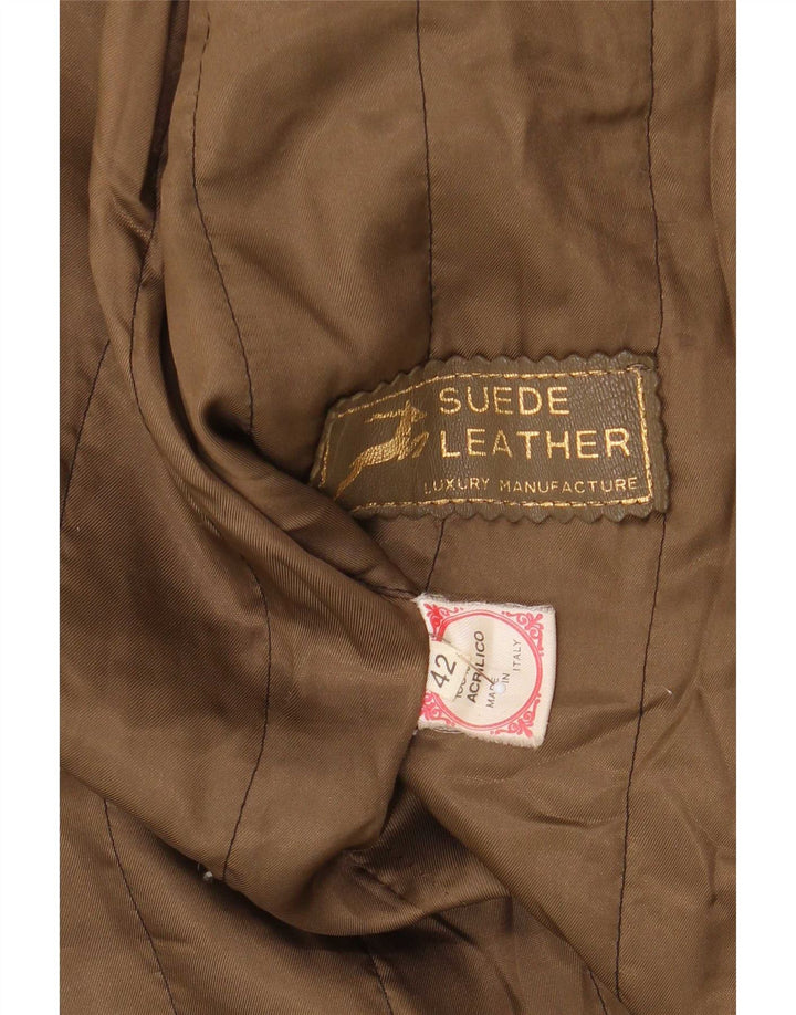 Giacca in pelle vintage da donna IT 42 Marrone medio