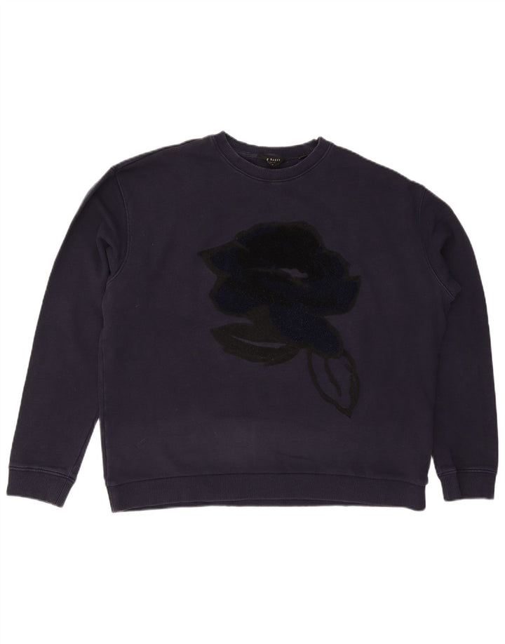 Felpa oversize da donna TED BAKER, maglione, taglia 4, grande, blu navy, floreale