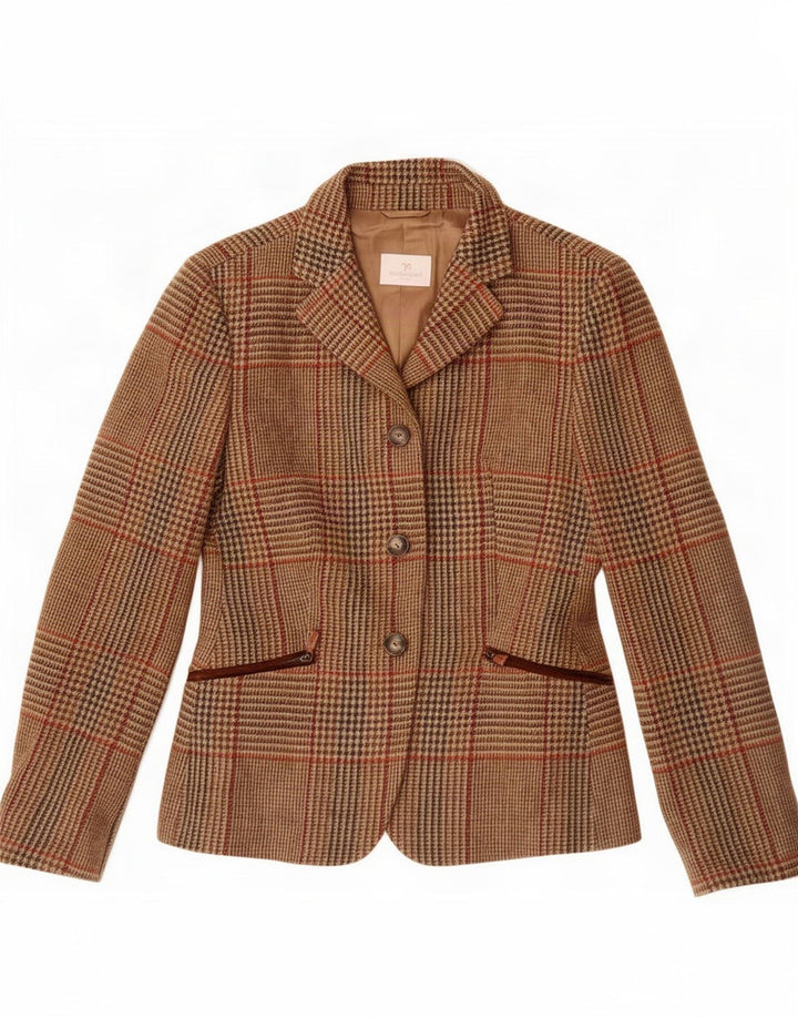 Giacca blazer a 3 bottoni da donna Norton Wilson IT 44 scozzese marrone medio