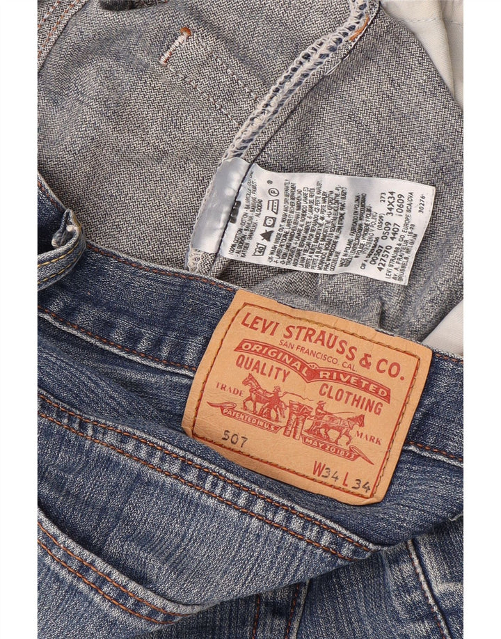LEVI'S Pantaloncini di jeans 507 da uomo W34 grandi in cotone blu