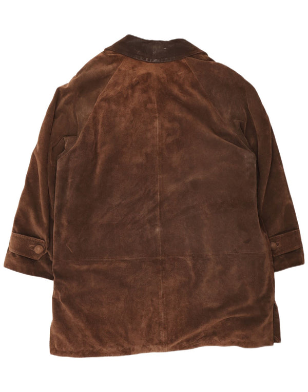 Cappotto vintage da donna oversize in pelle scamosciata con giacca a vento UK 18 XL Marrone