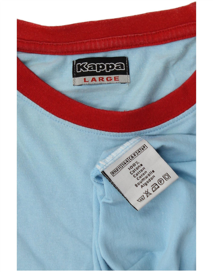 T-shirt da uomo Kappa Top Large in cotone color block blu