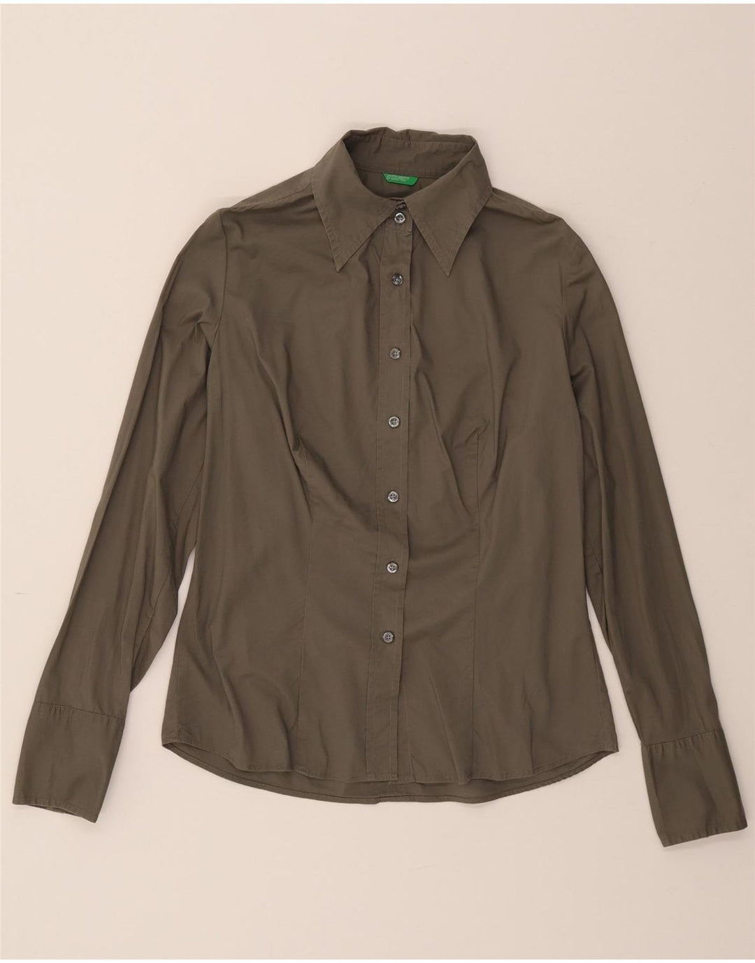 BENETTON Womens Shirt UK 14 Medium Grey Cotton Vintage Benetton and Second-Hand Benetton from Messina Hembry 