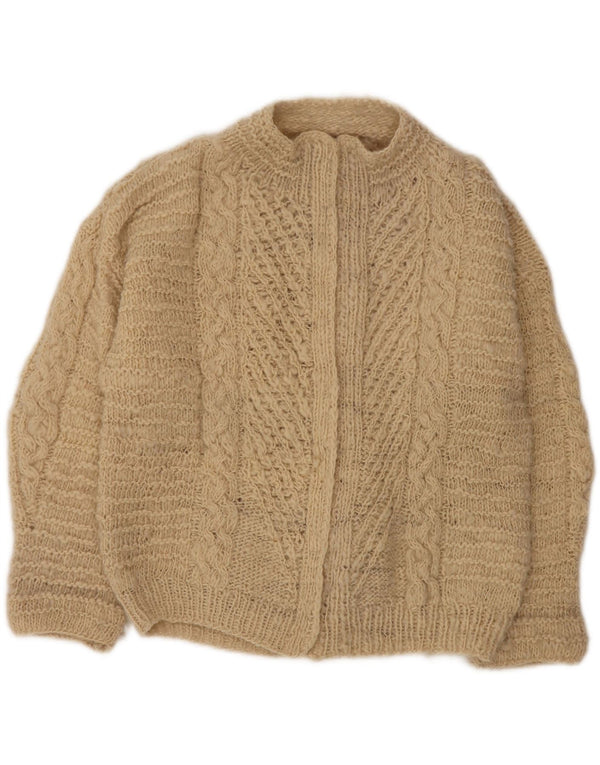 Maglione cardigan aperto da donna VINTAGE UK 18 XL Beige