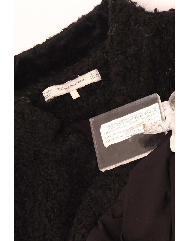 Cappotto aperto Teddy da donna Zara UK 14 acrilico nero medio