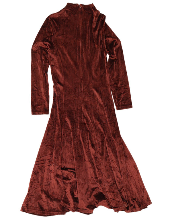 Abito lungo a maniche lunghe in velluto da donna Sportmax UK 14 Grande viscosa bordeaux