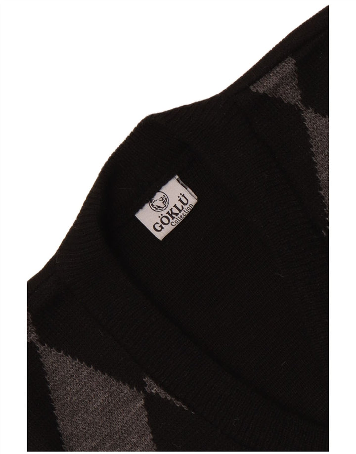 Canottiera vintage da uomo piccola a rombi nera/diamante
