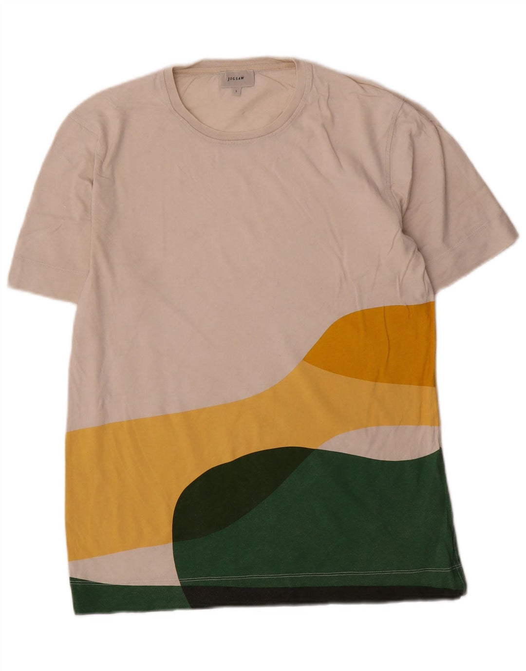 T-shirt da uomo Jigsaw Top Small in cotone color block bianco