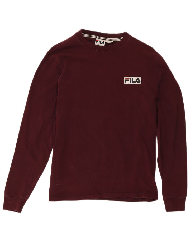 Maglia da uomo Fila a maniche lunghe piccola in cotone bordeaux