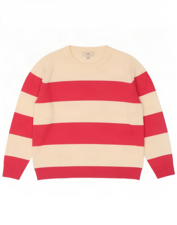 Maglione Zara da donna con scollo a barca UK 16 Acrilico a righe grandi rosa