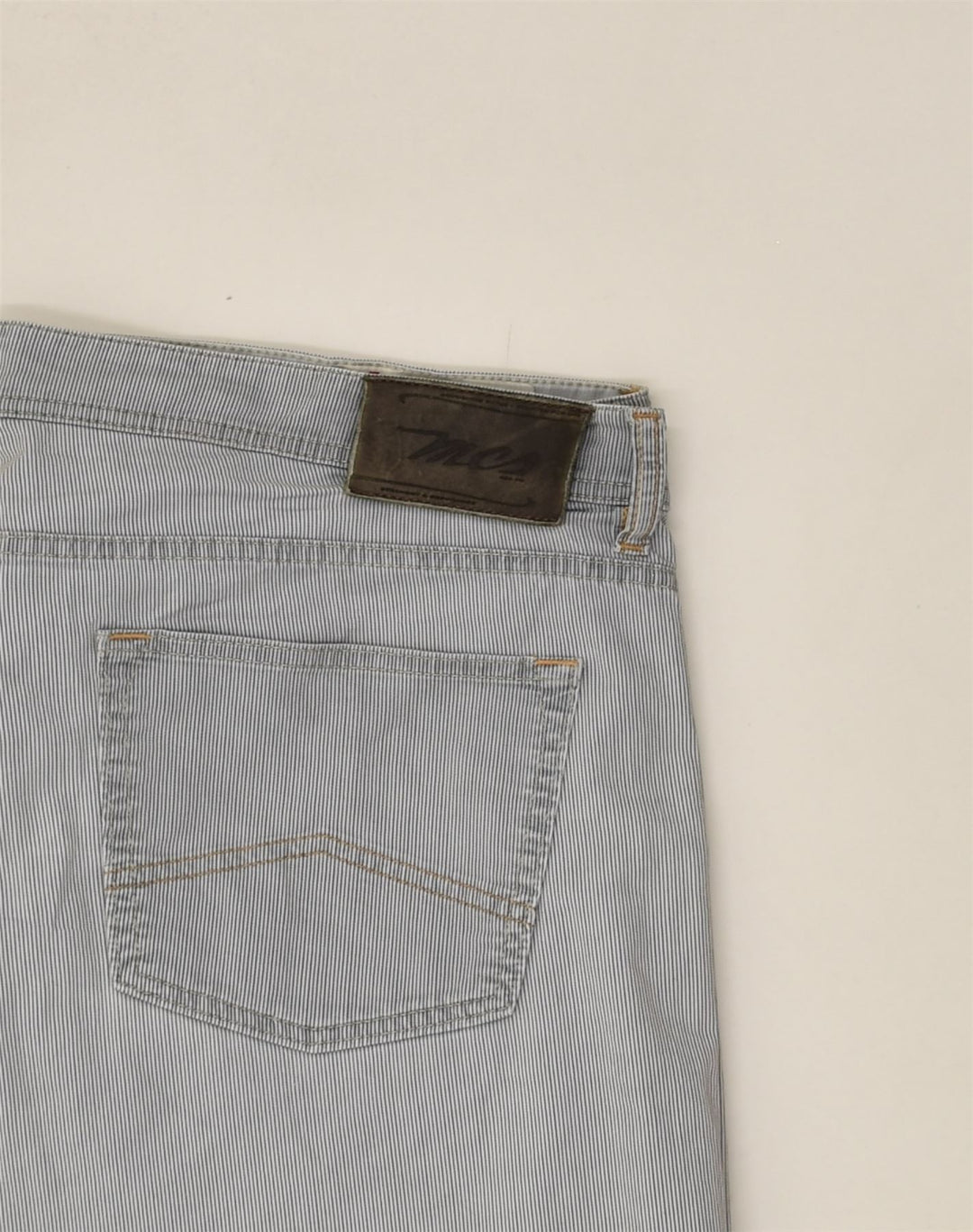 MARLBORO CLASSICS Womens Straight Casual Trousers W38 L30 Blue Pinstripe | Vintage Marlboro Classics | Thrift | Second-Hand Marlboro Classics | Used Clothing | Messina Hembry 