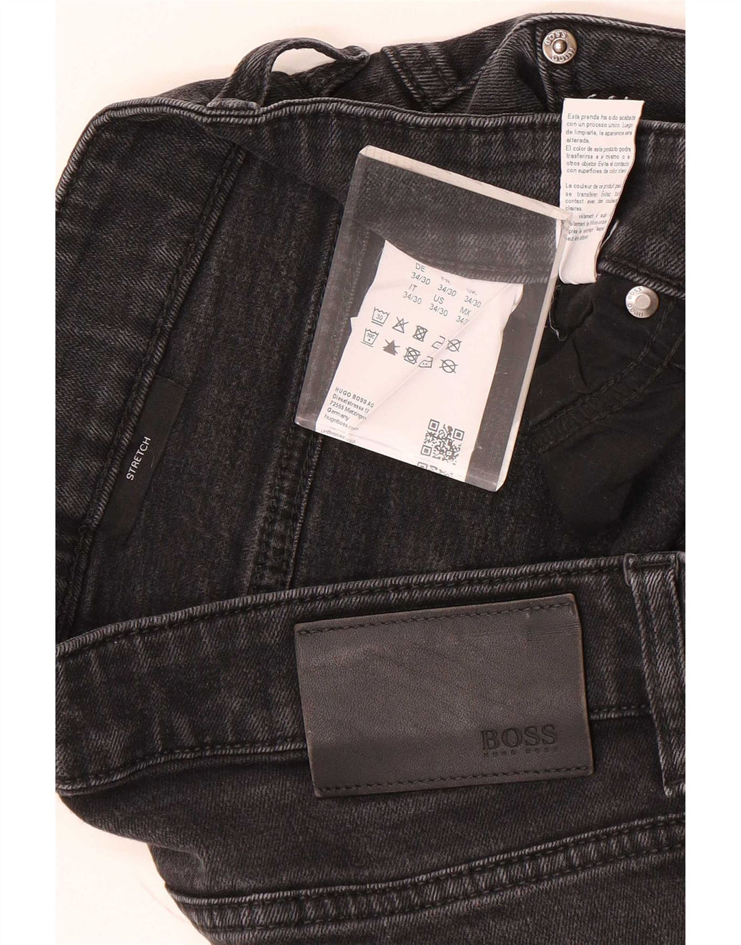 Jeans dritti elasticizzati da uomo Hugo Boss W34 L30 cotone grigio