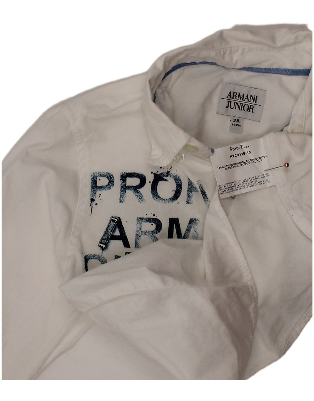 ARMANI JUNIOR Camicia grafica per neonato 18-24 mesi in cotone bianco