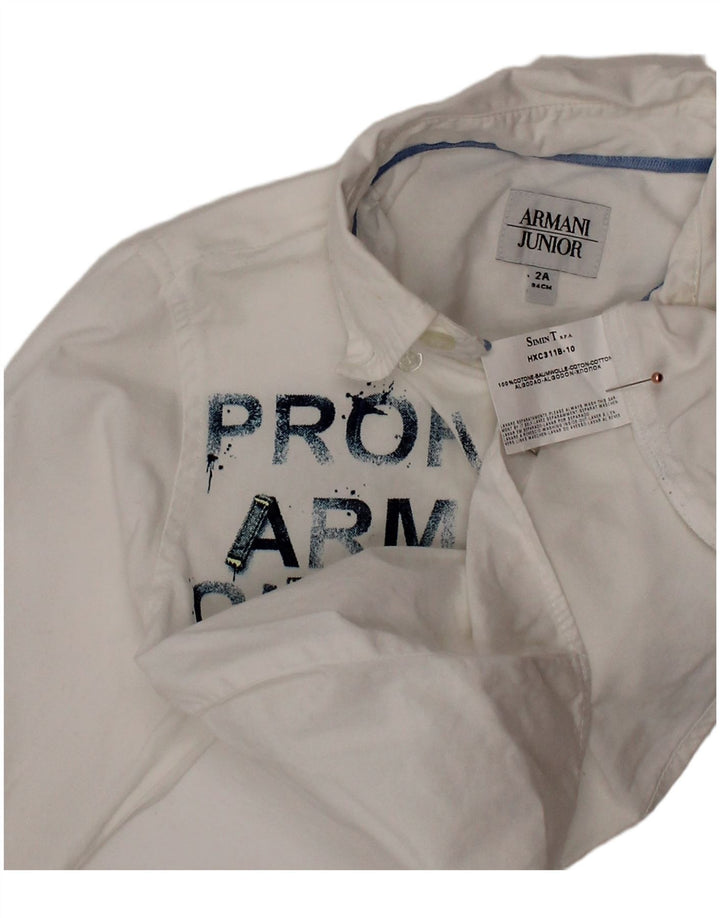 ARMANI JUNIOR Camicia grafica per neonato 18-24 mesi in cotone bianco