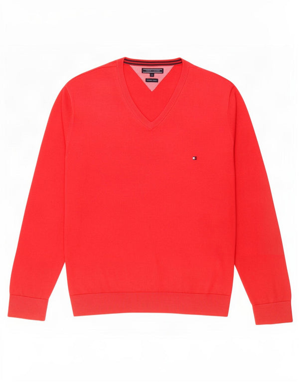 Maglione maglione con scollo a V da donna Tommy Hilfiger UK 20 2XL Rosso