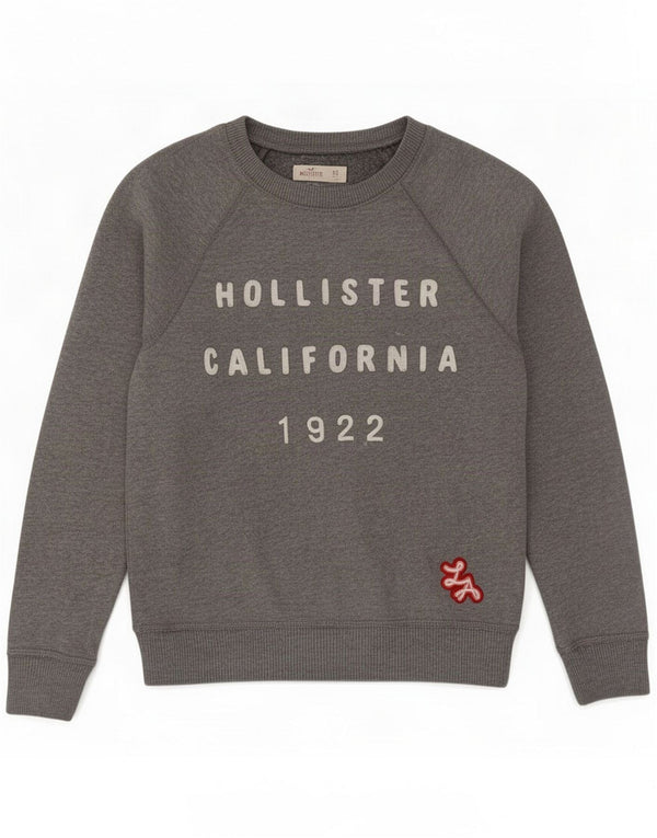 Hollister Felpa con grafica da donna UK 6 XS Grigio Cotone