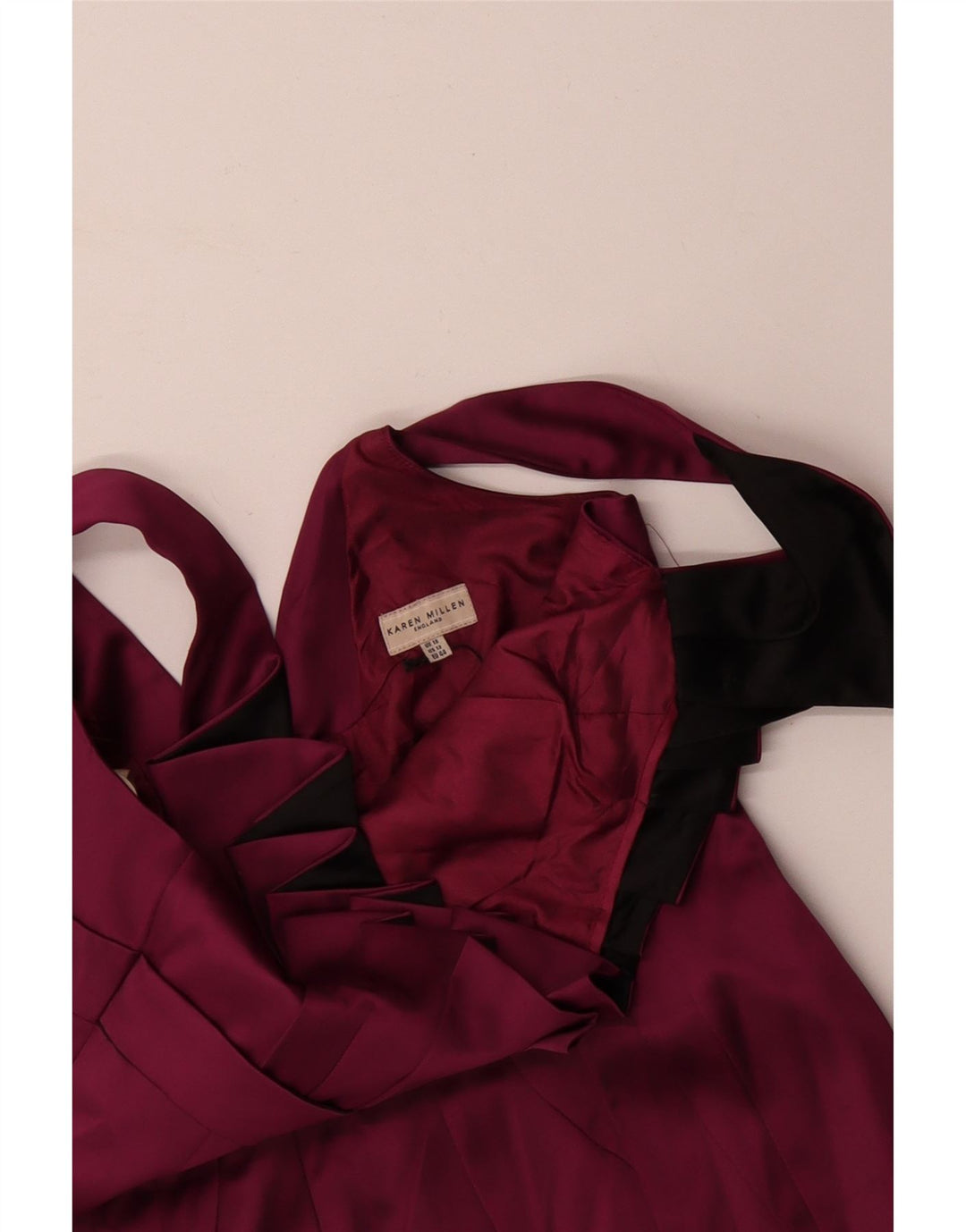 KAREN MILLEN Abito aderente senza maniche da donna UK 16 Grande acetato bordeaux