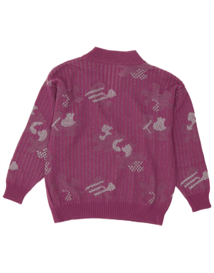 Maglione vintage da donna con scollo a V IT 44 Acrilico viola medio