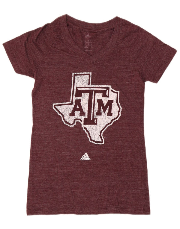 Maglietta grafica da donna Adidas Top UK 12 Borgogna media