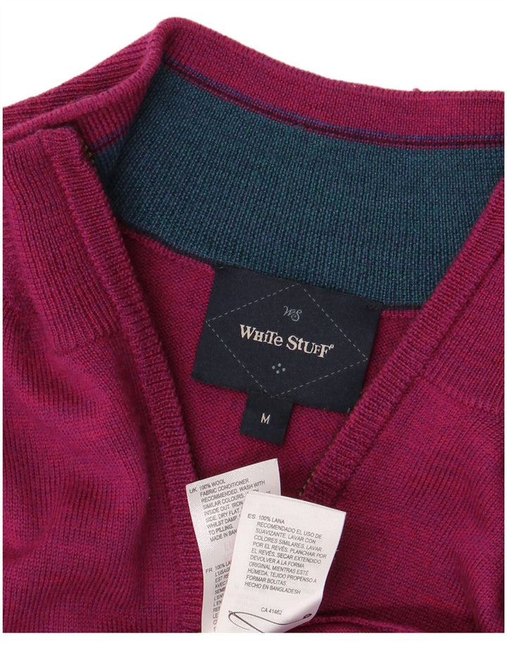 Maglione da uomo con zip sul collo di White Stuff in lana rosa medio