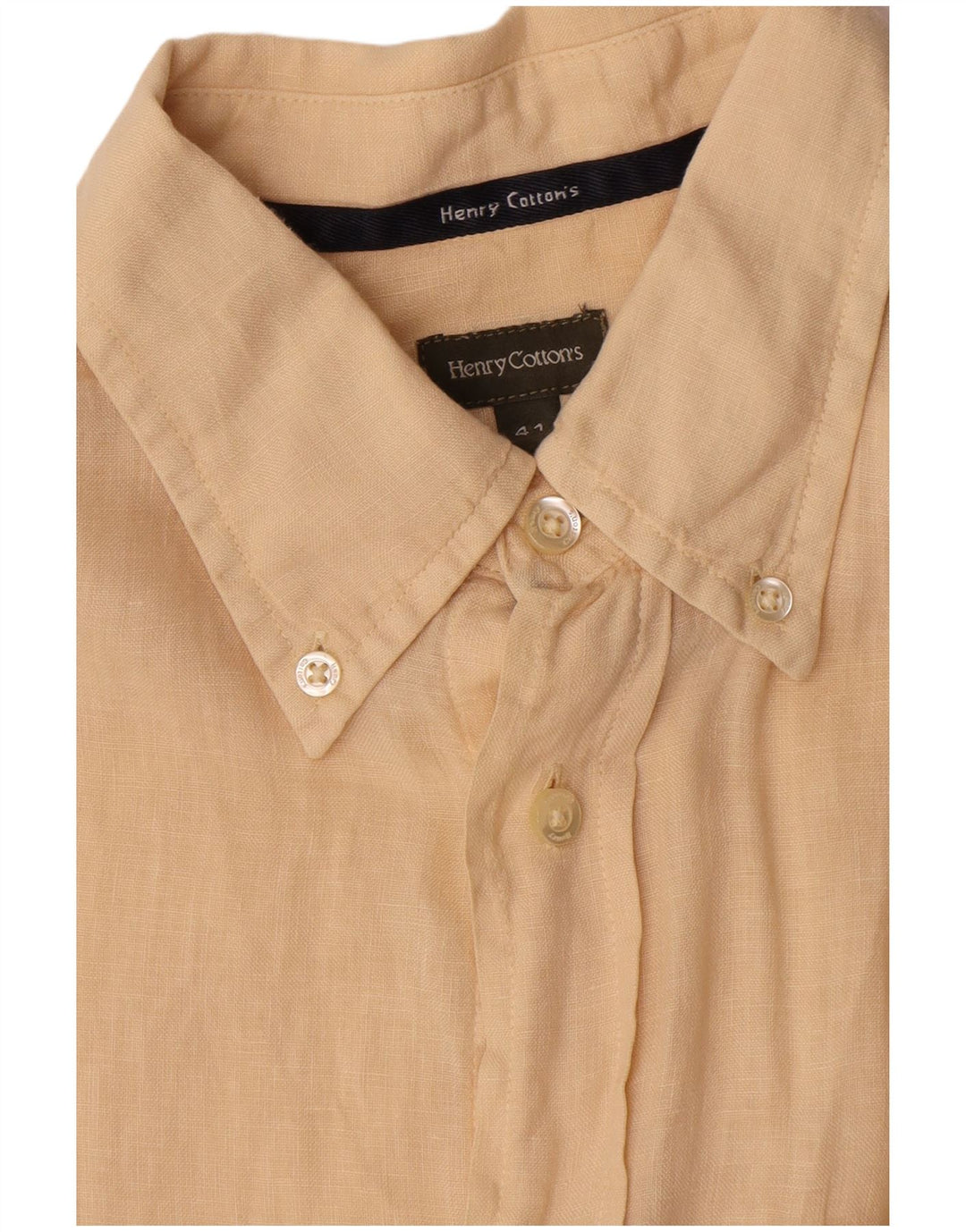 Camicia a maniche corte da uomo Henry Cottons taglia 41 Lino beige medio