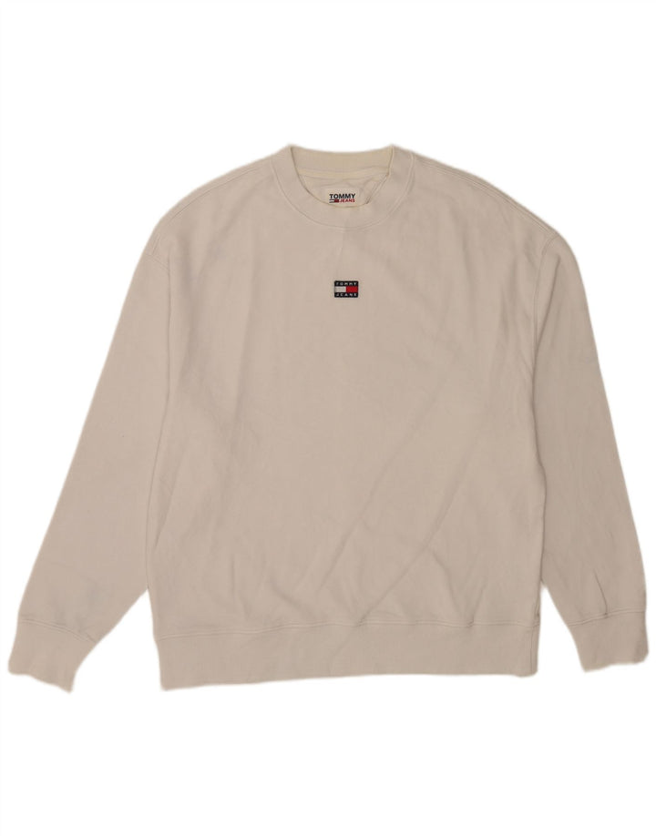 Tommy Hilfiger Uomo Felpa Maglione Cotone Bianco Medio