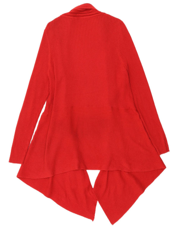 Maglione cardigan asimmetrico lungo da donna Marks & Spencer UK 24 4XL Rosso