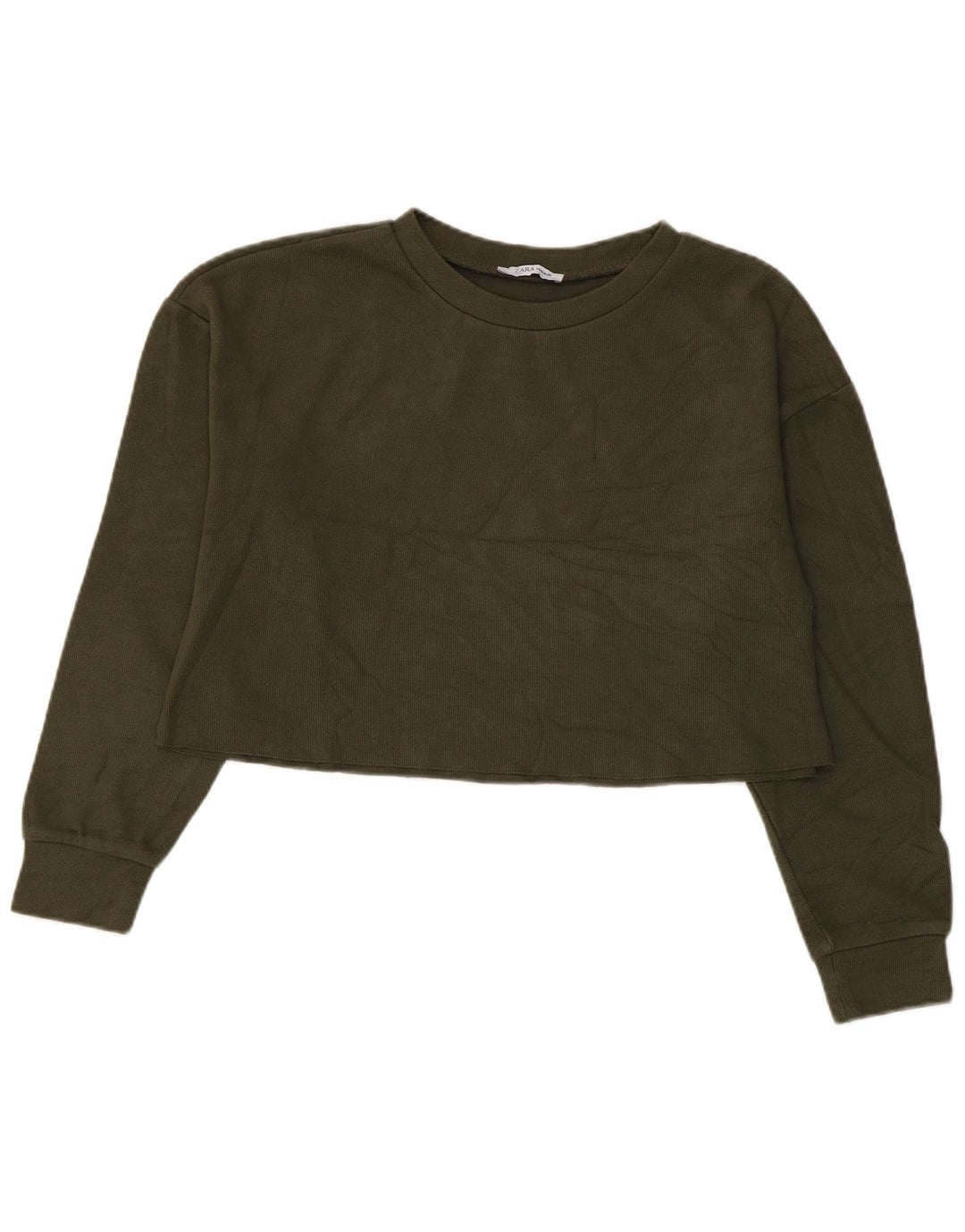 Felpa corta oversize da donna Zara, maglione UK 10 piccolo kaki