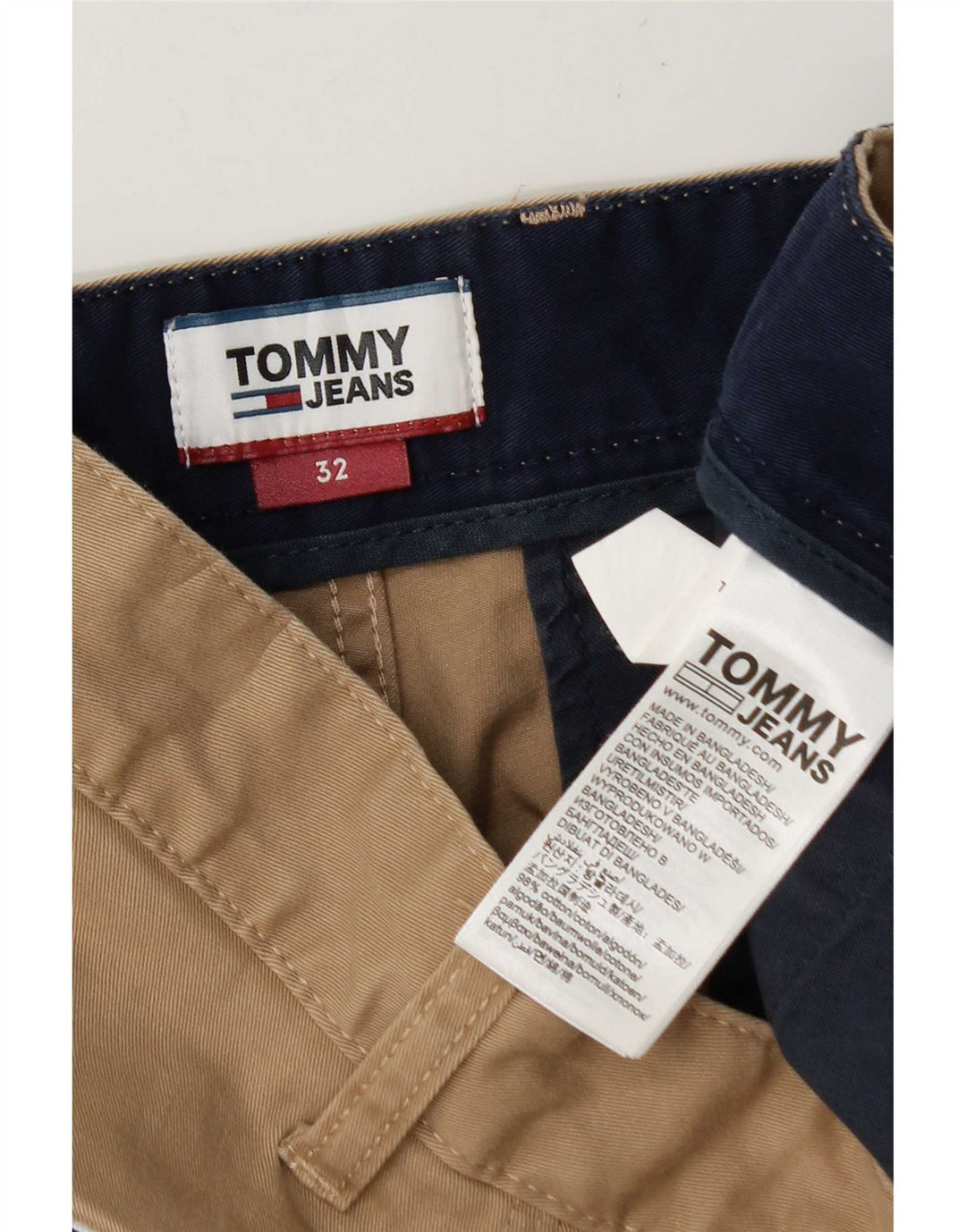 Pantaloncini chino da uomo Tommy Hilfiger W32 cotone beige medio