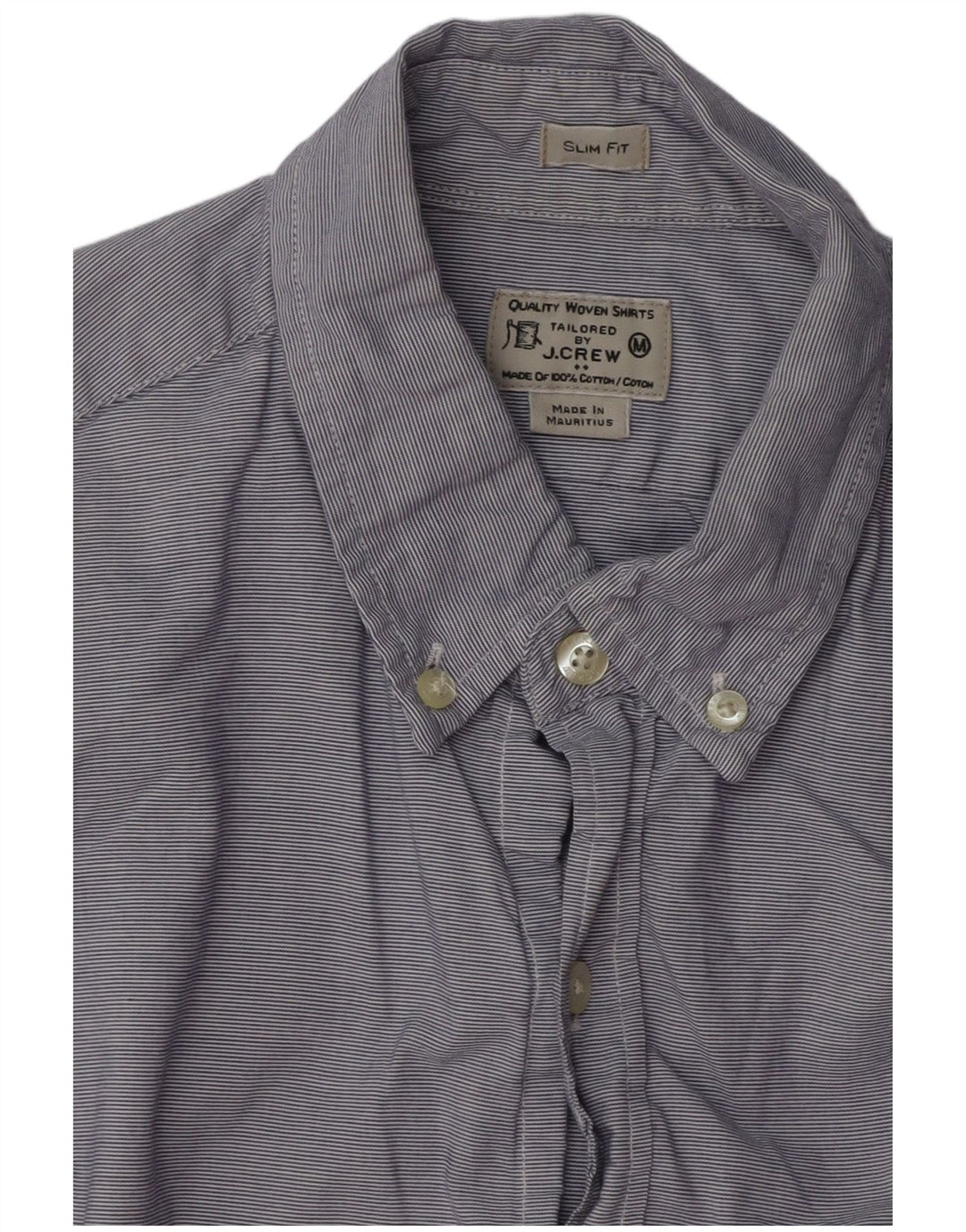 J. CREW Camicia da uomo slim fit su misura in cotone gessato blu medio