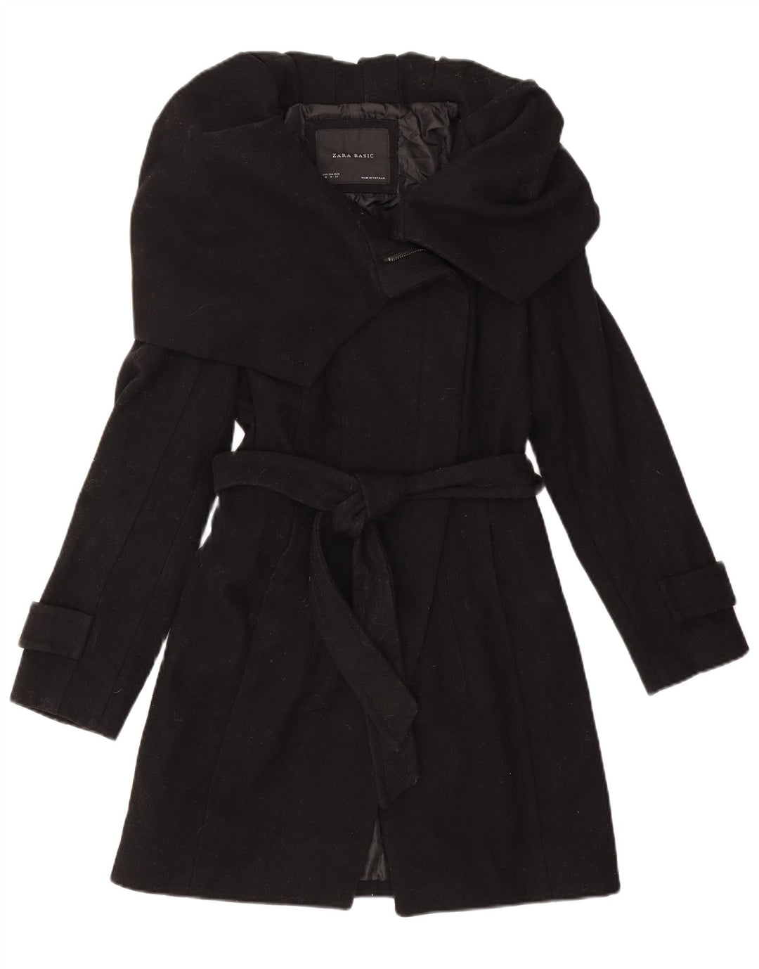 Trench da donna Zara UK 12 medio in lana nera