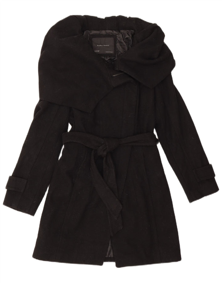 Trench da donna Zara UK 12 medio in lana nera