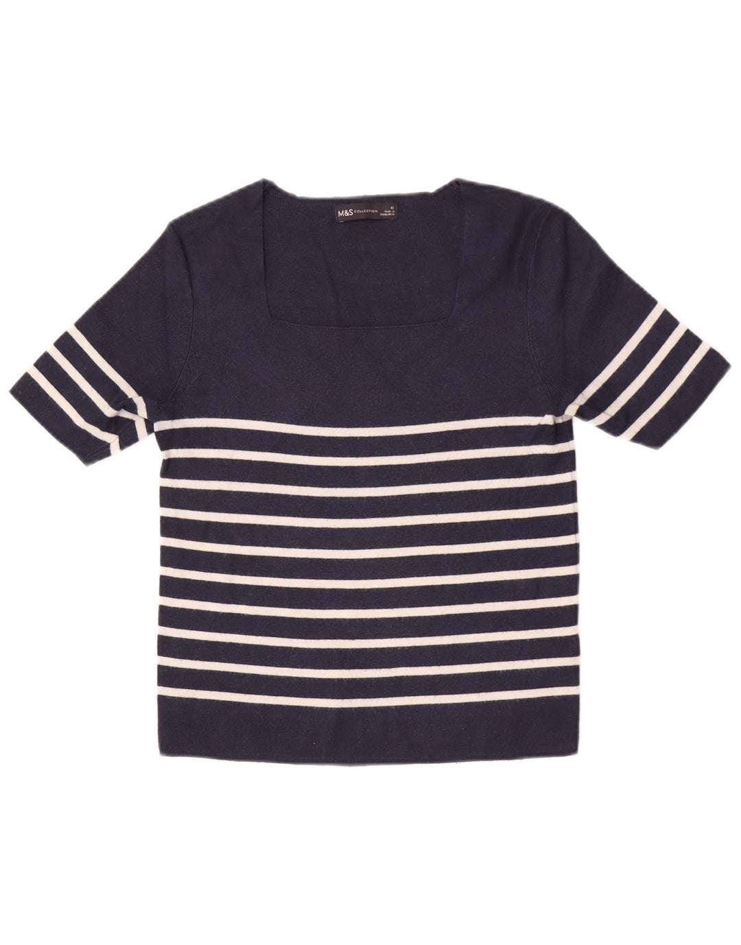 Top corto da donna Marks & Spencer UK 12 Viscosa a righe blu navy medio