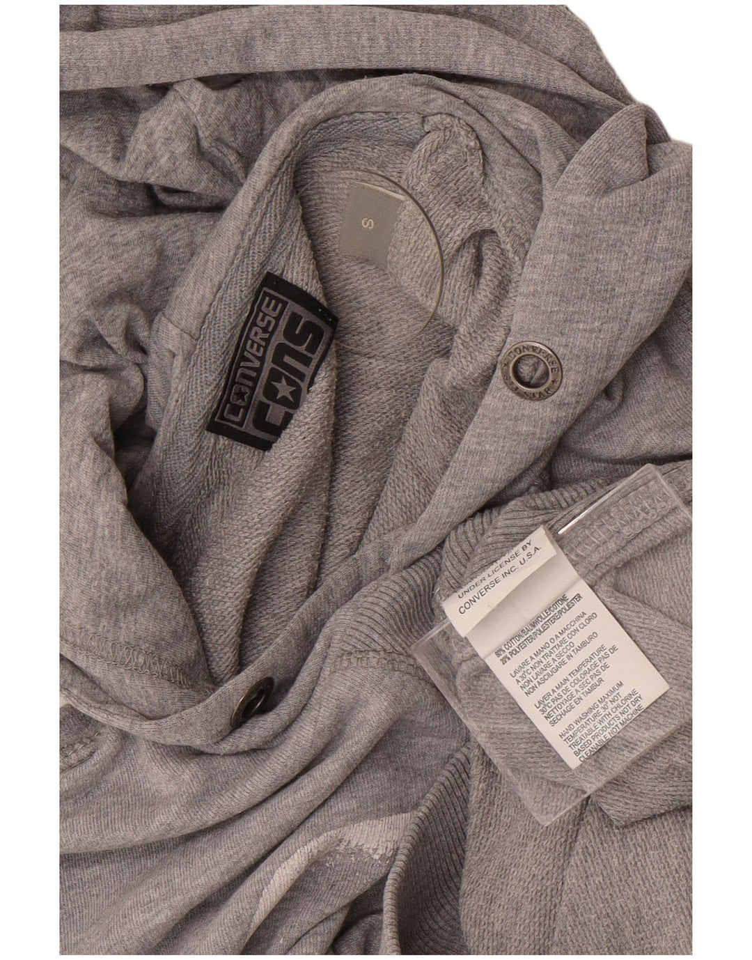 Felpa con cappuccio grafica da uomo Converse piccola in cotone grigio