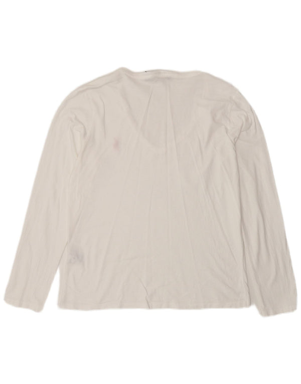 Polo Ralph Lauren Top da donna a maniche lunghe UK 14 grande cotone bianco