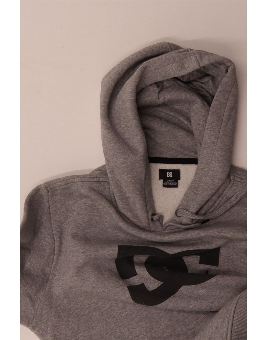 Felpa con cappuccio grafica DC da uomo piccola in cotone grigio