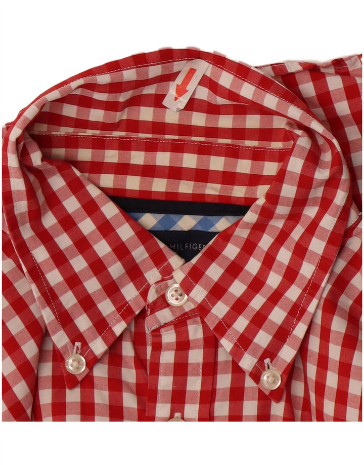 Camicia da uomo Tommy Hilfiger in cotone a quadri rossi medi