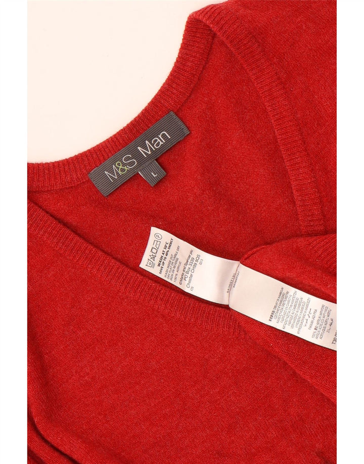 Maglione da uomo con scollo a V Marks & Spencer grande acrilico rosso