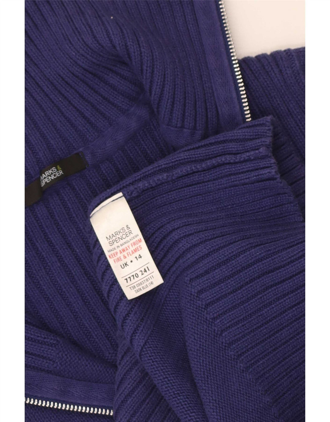 Maglione cardigan da donna Marks & Spencer UK 14 Cotone blu medio