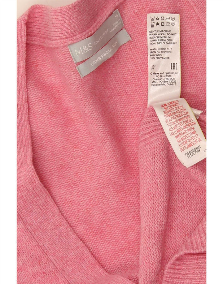 Maglione cardigan da donna Marks & Spencer UK 16 grande lana rosa