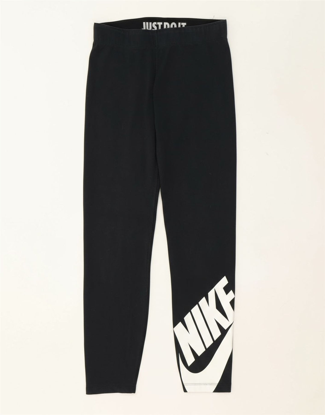 NIKE Womens Graphic Leggings UK 8 Small  Navy Blue Cotton