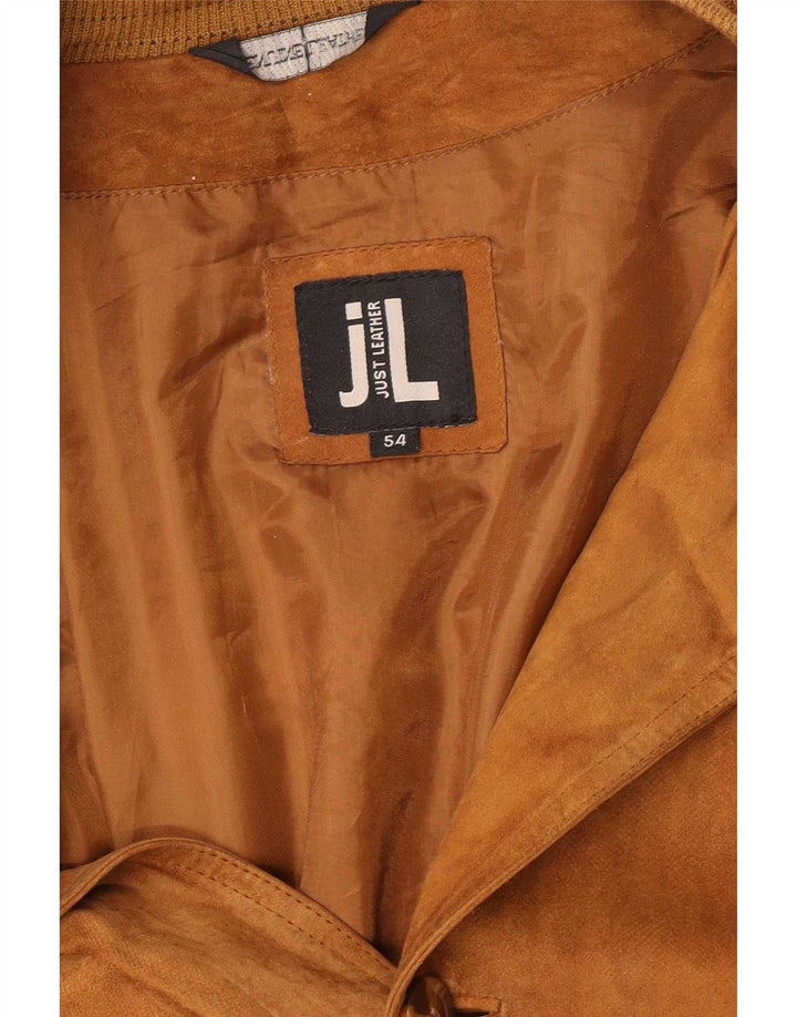 Giubbotto bomber vintage in pelle scamosciata da uomo IT 54 2XL Pelle beige