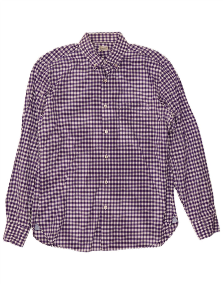 Camicia da uomo J. CREW taglia 15 1/2 cotone a quadretti viola medio