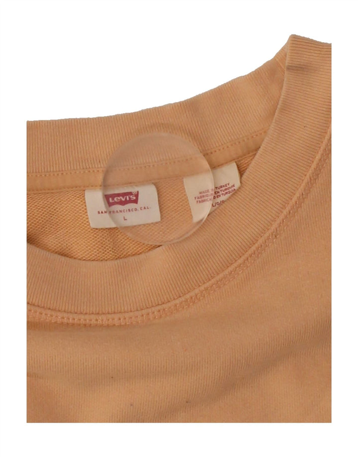 LEVI'S Womens Oversized Sweatshirt Jumper UK 16 Large Beige Cotton Vintage Levi's and Second-Hand Levi's from Messina Hembry 