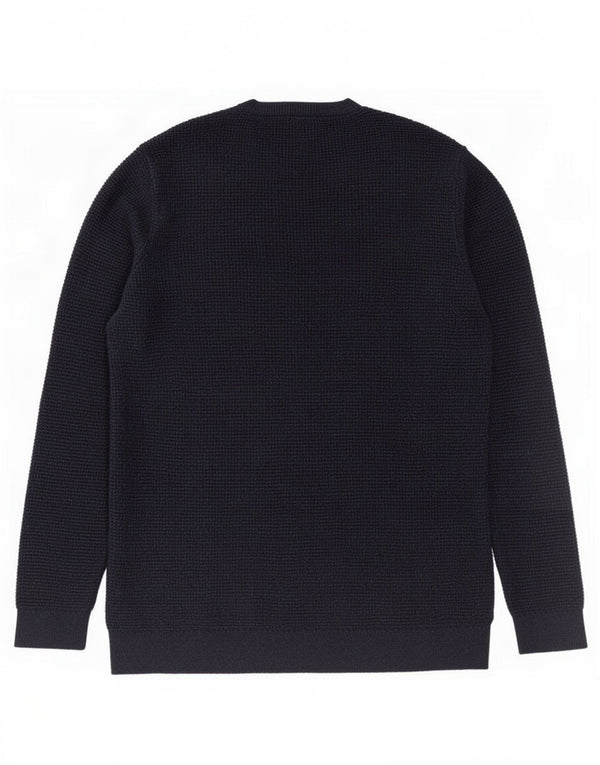 Zara Mens Crew Neck Jumper Sweater Medium Navy Blue