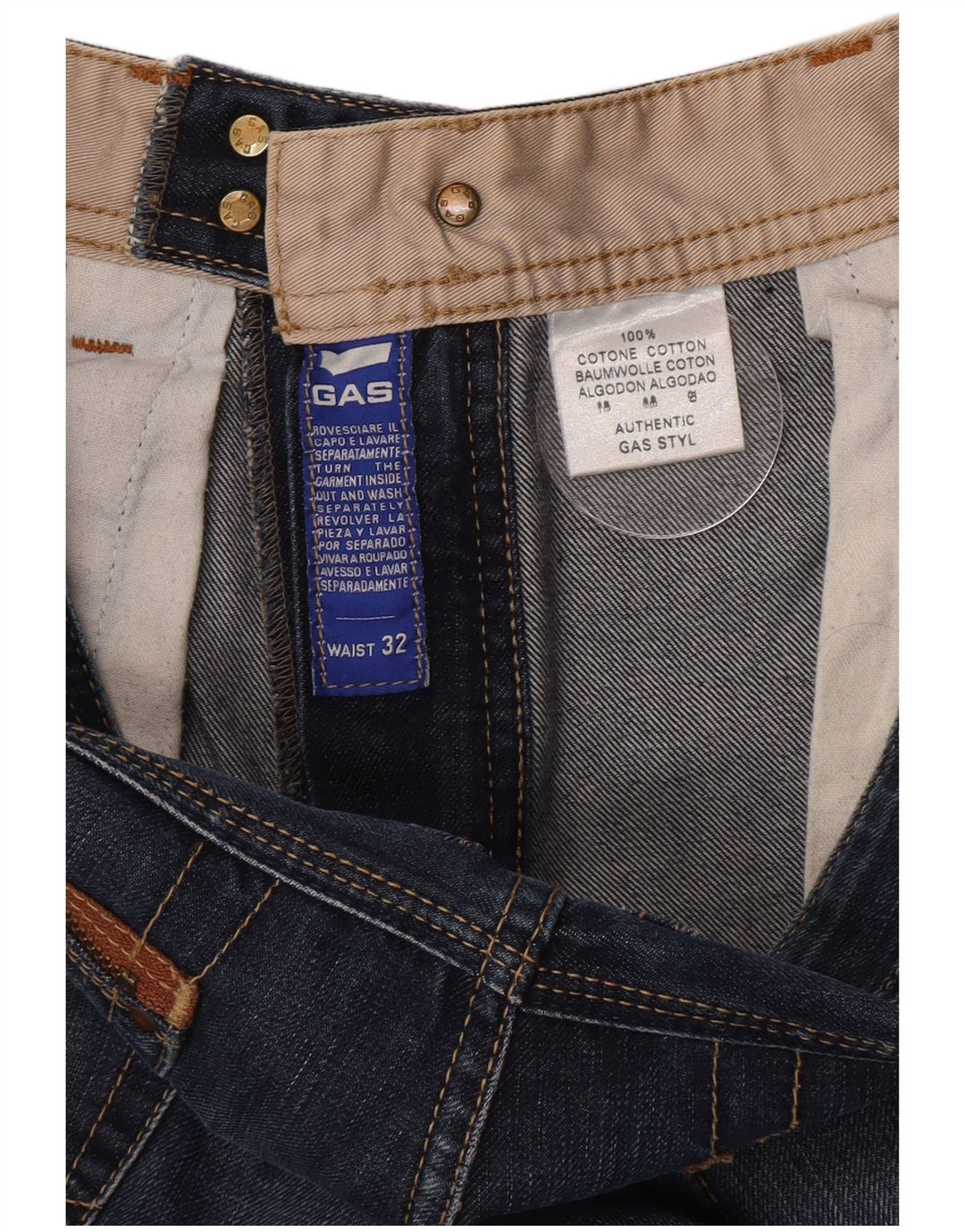 Jeans dritti da uomo Gas W32 L31 in cotone blu